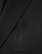 Black Wool Single Breasted 2 Button Blazer