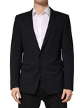 Dark Blue Wool Single Breasted 2 Button Blazer