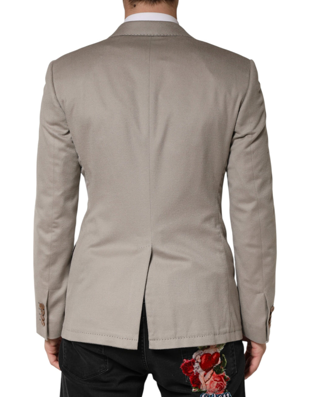 Gray Cashmere Single Breasted Jacket Blazer