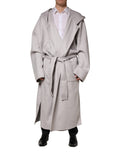 Off White Belted Long Trench Coat Men Jacket