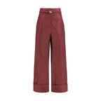 Bordeaux Silk Casual Pants