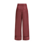 Bordeaux Silk Casual Pants